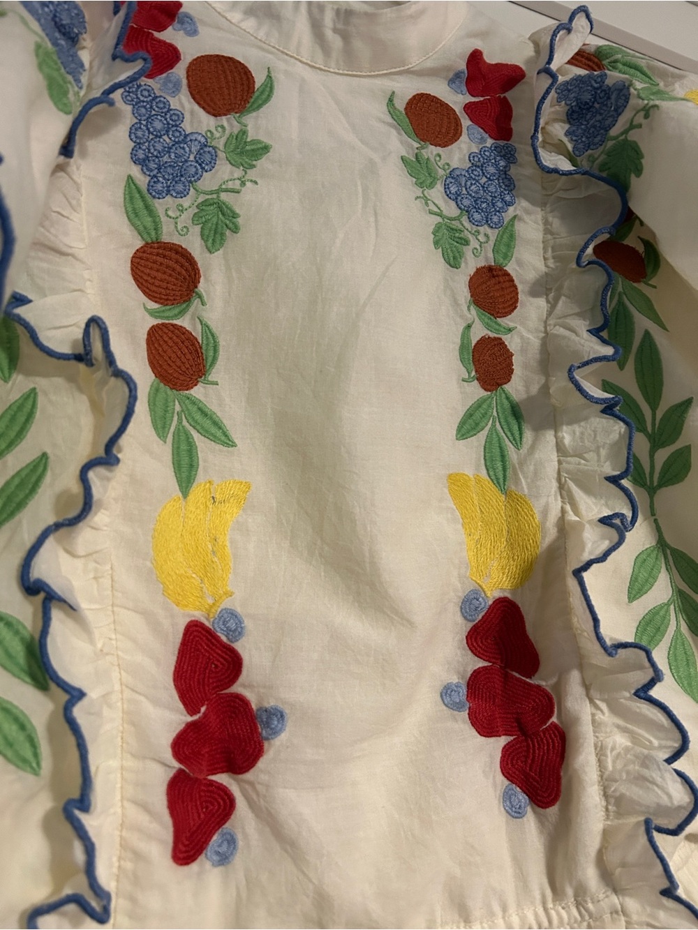 FARM Rio White Mini Dress with Red, Yellow & Green Floral Embroidery - Picture 5 of 10